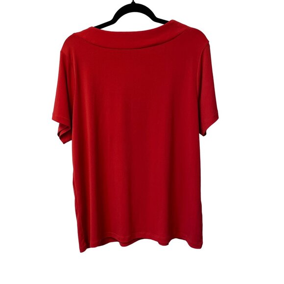 EVAN PICONE BLOUSE BEADED LIGHTWEIGHT SOFT STRETCH SHORT SLEEVE ORANGE SIZE 2X - Picture 2 of 6